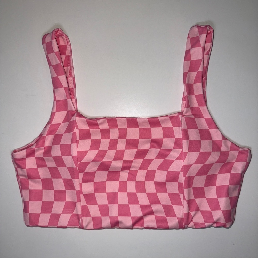 Wilo the Label Pink Checkered Sports Bra Size M - Picture 3 of 8